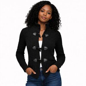 Relativity Women’s Black Wool Blend Toggle Cardigan Sweater | Size M